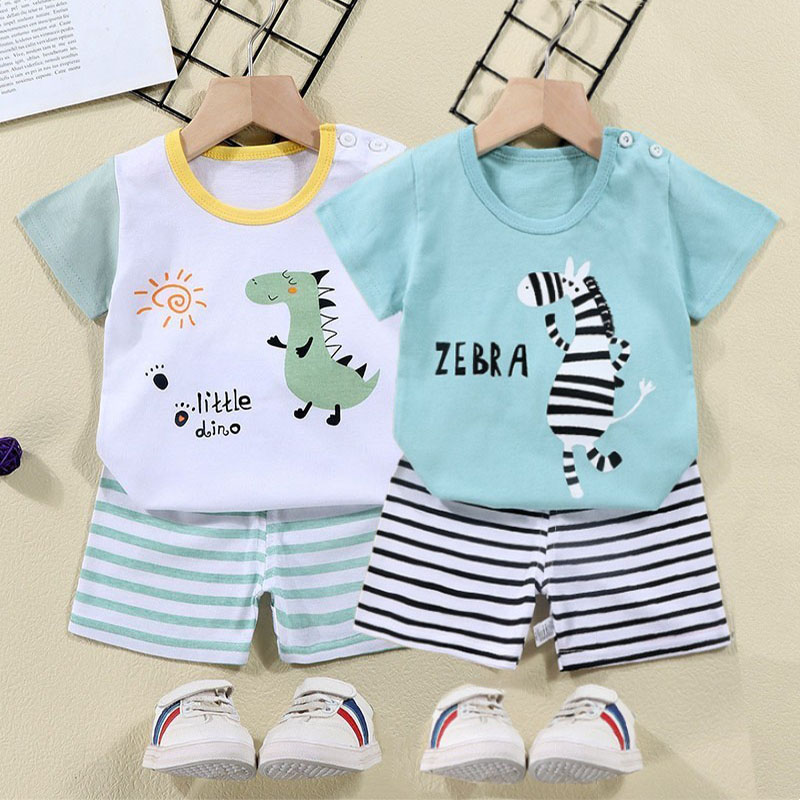 Baby Products For Summer - Cotton Tees+Shorts 2-piece Tracksuit Set Kid